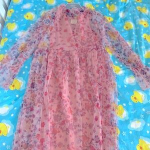 ZARA girls' floral print layered dress